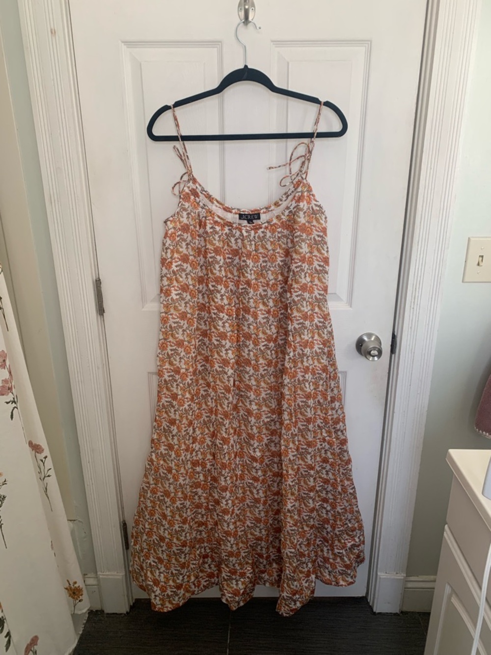 J. Crew Orange and White Floral Maxi Sundress